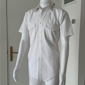 Commander by Van Heusen Men’s White Pilot Uniform Shirt Short Sleeve Size 14 S/S
